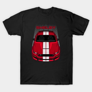 Ford Mustang Shelby GT350 2015 - 2020 - Red - White Stripes T-Shirt